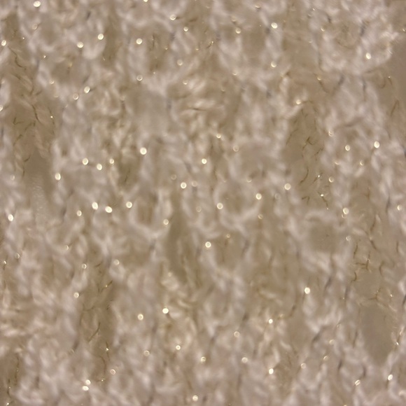 Handmade Greek Crochet Shawl * Open Weave Wrap * Metallic* Fringe - Picture 3 of 6